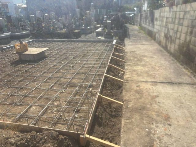 桑名市佛眼院　永代供養墓工事　㉕型枠鉄筋組